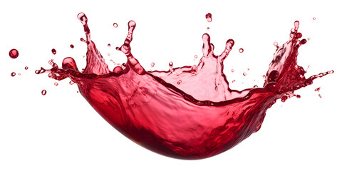 red wine splash isolated on transparent background - design element PNG cutout - obrazy, fototapety, plakaty