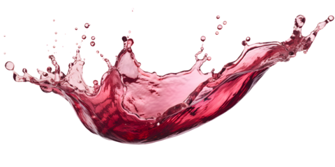 red wine splash isolated on transparent background - design element PNG cutout