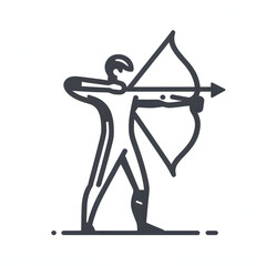 simple vector icon of an archer in a sportive pose for archery - obrazy, fototapety, plakaty