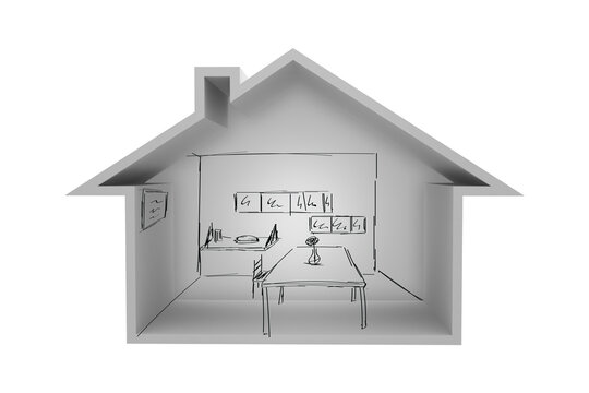 Digital png illustration of house interior on transparent background