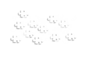 Digital png illustration of many white puzzles on transparent background