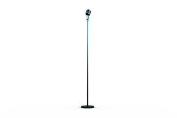 Digital png illustration of microphone on stand on transparent background - Powered by Adobe