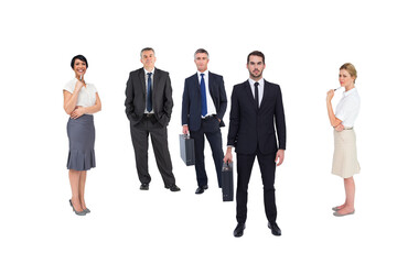 Digital png photo of diverse male and female businessmen standing on transparent background