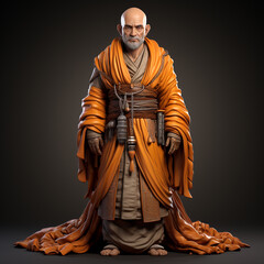 3D cartoon of a monk