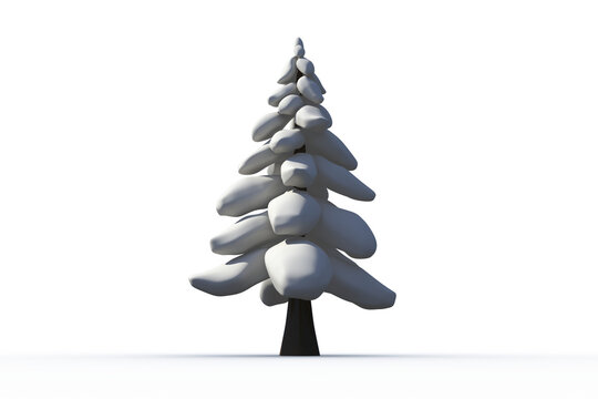 Digital png illustration of snow covered christmas tree on transparent background