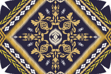 Ikat ethnic aztec embroidery style.Figure Geometric oriental traditional art pattern.Design for ikat background,wallpaper,fashion,clothing,wrapping,fabric,element,sarong,graphic,vector illustration