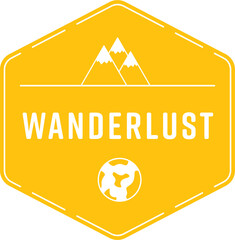 Digital png illustration of yellow badge with wanderlust text on transparent background