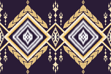 Ikat ethnic aztec embroidery style.Figure Geometric oriental traditional art pattern.Design for ikat background,wallpaper,fashion,clothing,wrapping,fabric,element,sarong,graphic,vector illustration