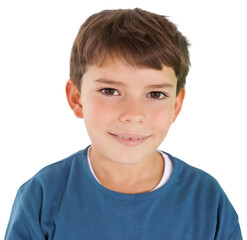 Digital png photo of happy caucasian boy looking on camera on transparent background