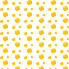 Digital png illustration of yellow apples repeated on transparent background