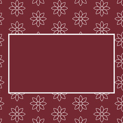 Digital png illustration of claret card with white flowers and rectangle on transparent background