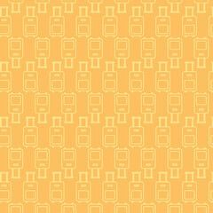 Digital png illustration of yellow suitcases repeated on orange background