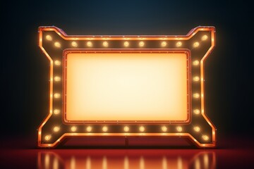 Vintage carnival, cinema or casino frame, backlit illuminated marquee signboard with space for text - obrazy, fototapety, plakaty