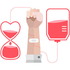 Digital png illustration of hand giving blood on transparent background