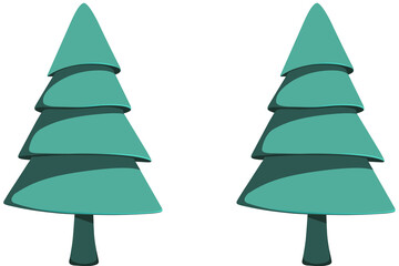 Digital png illustration of two green trees on transparent background