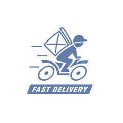 A man is riding a scooter. Delivery icon