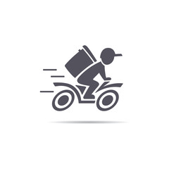 A man is riding a scooter. Delivery icon