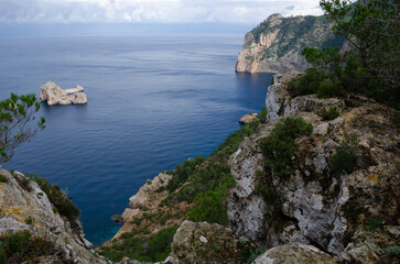 Beautiful sights in Ibiza Spain of the rugged coast, Mediterranean sea and charming architecture 