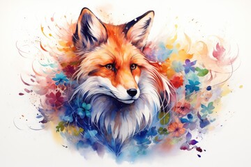 Obraz premium watercolor Fox Hand painted Watercolor illustration of Fox