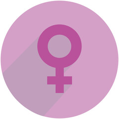 Digital png illustration of pink circle with female gender symbol on transparent background