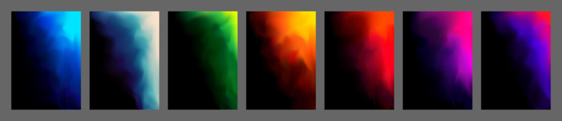 Set of Colorful Gradient Cover Designs. Abstract Fluid Background Images. High Contrast. Vector Illustration.