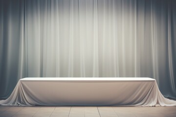 Cinematic podium with curtains