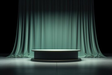 Cinematic podium with curtains