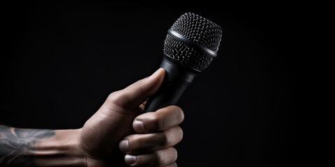 a hand holding a microphone, generative AI
