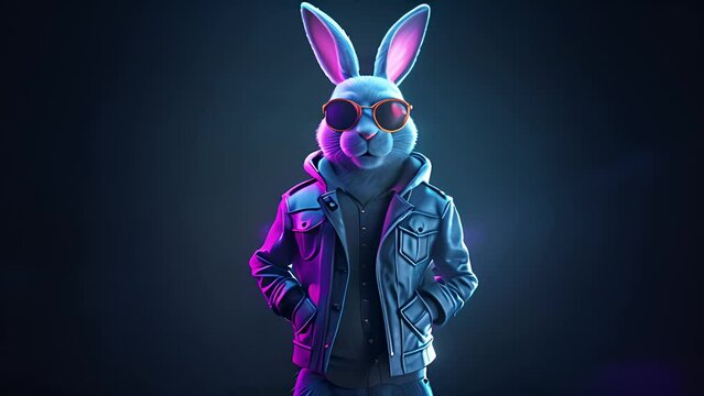 	
hacker rabbit with dark glasses. Created with Generative AI.	
