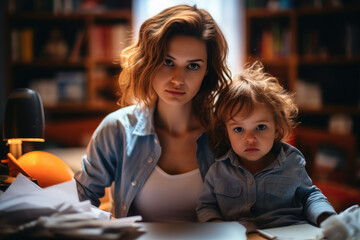 A single mother juggles between work and parenting duties at home.