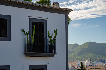 Beautiful sights in Ibiza Spain of the rugged coast, Mediterranean sea and charming architecture 
