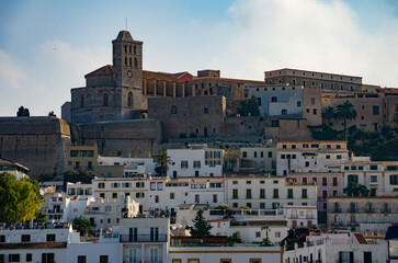 Beautiful sights in Ibiza Spain of the rugged coast, Mediterranean sea and charming architecture 