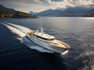 Classic Motor Yacht: 'Riviera Elegance' is a timeless beauty with polished woodwork, elegant furnishings, and a nostalgic allure for yachting's golden age.
