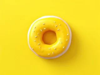 Fotobehang donut with vibrant yellow and white colors. © keystoker