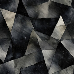 Abstract black watercolor seamless pattern. Monochrome background. Stock illustration.