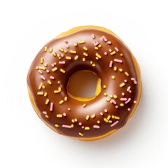 Isolated chocolate donut with on a white background.