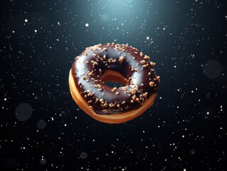 Donut with cosmic and galactic background.