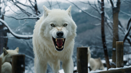 Obraz premium wolf in snow HD 8K wallpaper Stock Photographic Image 