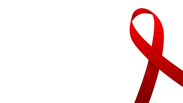 Realistic red awareness ribbon background animation with copy space text area suitable for world aids day campaign 1 December