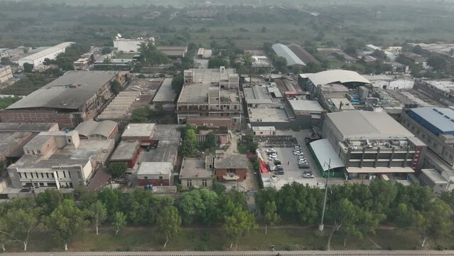 Aerial view of Quaid E Azam Industrial estate Kot Lakhpat area, Lahore, Pakistan