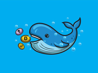 Fototapeta premium illustration of a cartoon whale