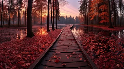 Rollo autumn in the park HD 8K wallpaper Stock Photographic Image  © AA