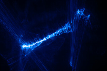 blue laser refraction pattern on texture