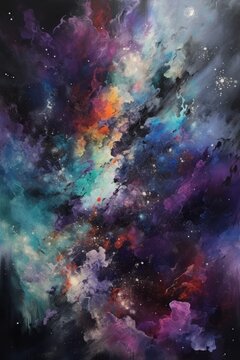 Abstract space background with nebula, stars and galaxies.