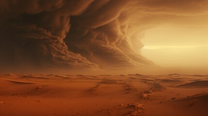 a cybernetic sandstorm raging across an desert