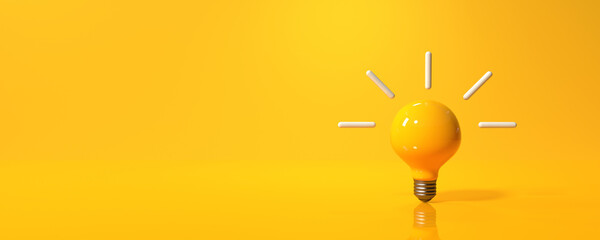 Light bulb on a colored background - 3D render - obrazy, fototapety, plakaty