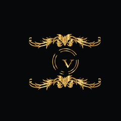 monogram latter logo design with golden color Creative Initial letter v logo design with modern business vector template. Creative isolated v monogram logo design
