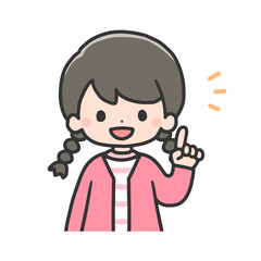 指差しポーズの女の子　上半身