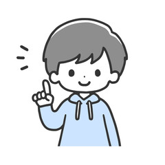 指差しポーズの男の子　上半身