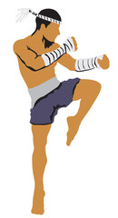 Muay thai player illustration